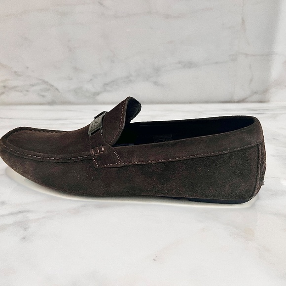 LIKE NEW Class Cavalli Dark Brown Slip-On Suede Logo Plaque Loafers/Driving Moc - Picture 11 of 16